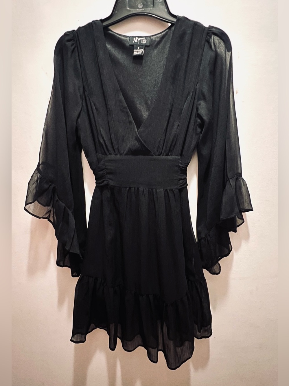 MYTH nyc - Black Mini Dress with Ruffled Details